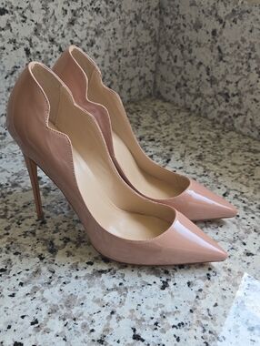 Women's Nude Patent Pointed-Toe Stiletto Pumps